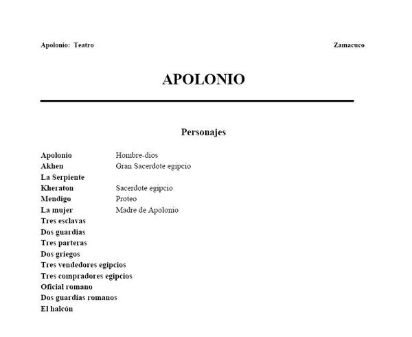 Apolonio. Teatro