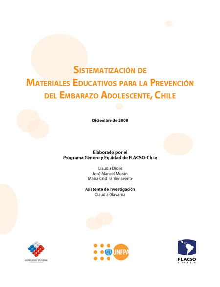 Sistematización de materiales educativos para la prevención del embarazo adolescente, Chile: diciembre de 2008