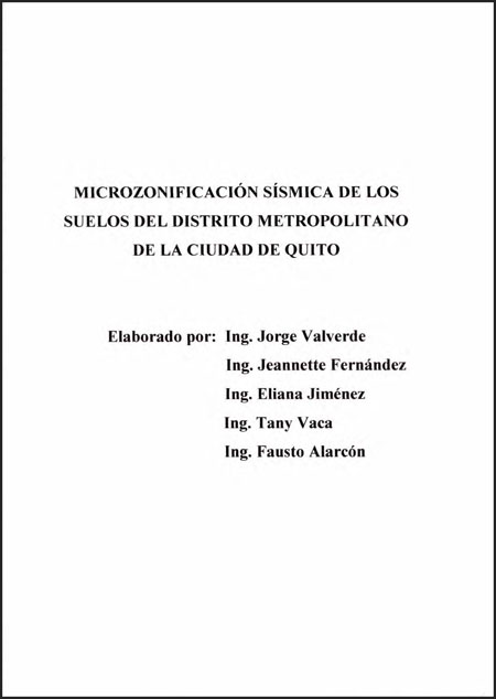 Microzonificación sísmica de los suelos del Distrito Metropolitano de la ciudad de Quito