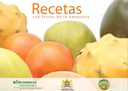 Recetas con frutos de la Amazonía<br/>Quito: Ecociencia. s.f. 57 p. 