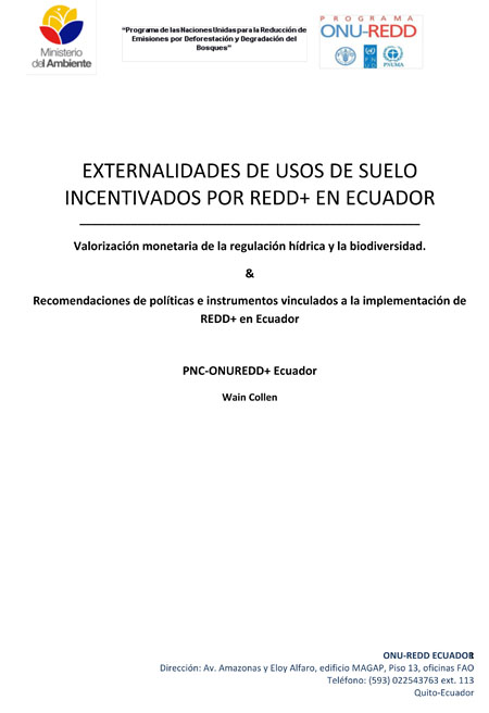 Externalidades de usos de suelo incentivados por REDD+ en Ecuador